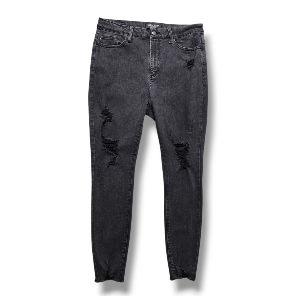 Judy Blue Skinny Fit Jegging Womens 15 32 High Waist Distressed Black Wash Jeans